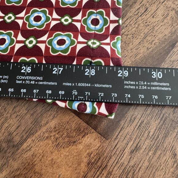 Maeve Anthropologie Pants Womens 6 Red Mod Floral Flare Stretch Zip Up Retro - Picture 13 of 14